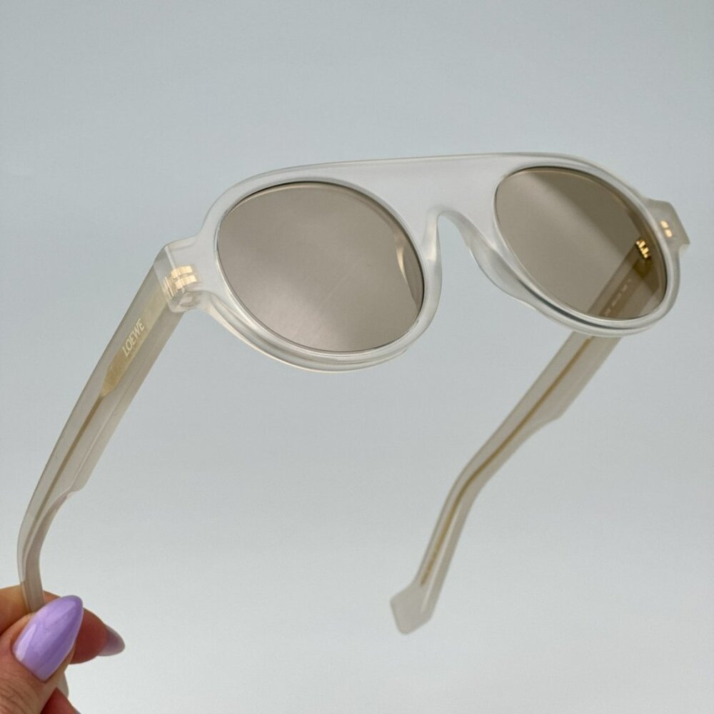 Loewe LW40020I 21E BRAND NEW Sunglasses Clear White Gold Brown Round Unisex